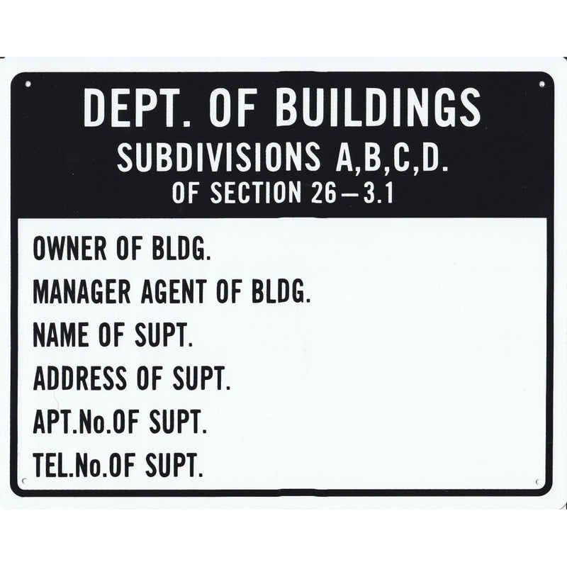 Dept. Of Bldg. Lobby Sign