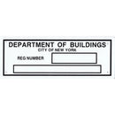 Dept. Of Bldg. Registration Number 3” x 8”