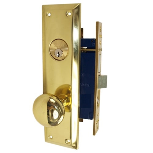 Mortise Lobby Lockset Wide Plate Fixed Spindle Ð 2 3/4Ó Backset Ð 1 1/4Ó x 8Ó Face Plate Marks 7200DW/3 Left