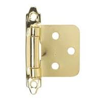 Self Closing Cabinet Hinge Flush Polished Brass (Pair)