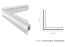 PS43118 :  TAPERITE™ CHANNEL RECESSED–PLASTER IN V2 CONNECTORS OUTSIDE CORNER